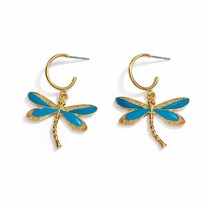 ⚜️ Gold and Blue Dragonfly Earrings